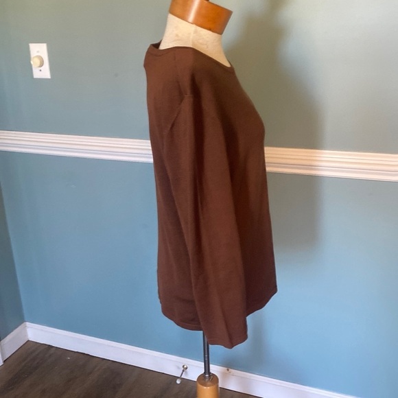 Doncaster sport Brown silk blend stretchy pull over sweater. EUC Sz XL. Classic - Picture 2 of 6